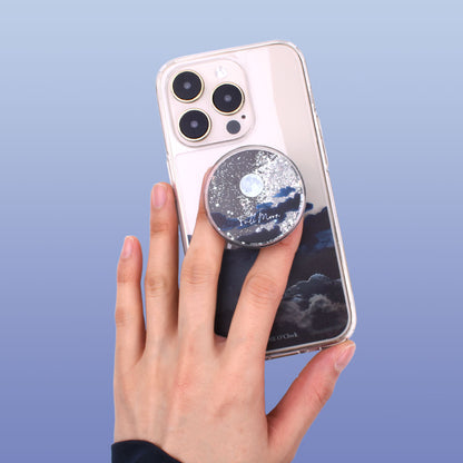 NINE O'CLOCK Hard Case Set - Galaxy S23 (Moon Aqua Glitter Tok + Transparent Gel Hard Case)