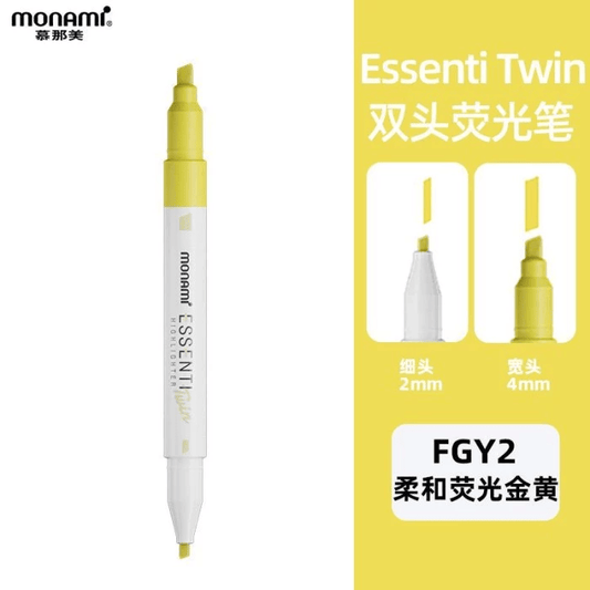 MONAMI Highlighter Essenti Twin - Pastel Fluorescent Golden Yellow