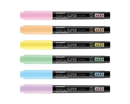 MONAMI Highlighter Edding Super 600 Pastel Set - 6 Pastel Colors