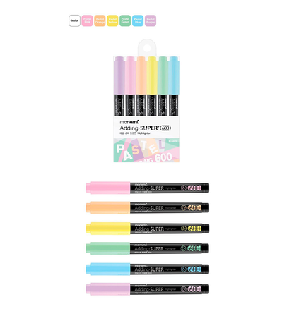 MONAMI Highlighter Edding Super 600 Pastel Set - 6 Pastel Colors