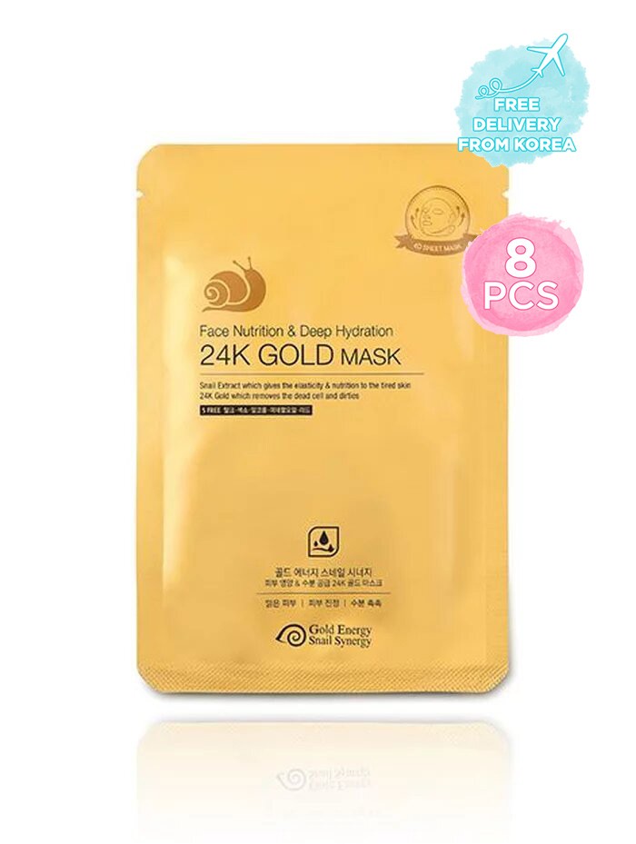 GOLD ENERGY SNAIL SYNERGY Face Nutrition & Hydration 24K Gold Mask - 8PCS